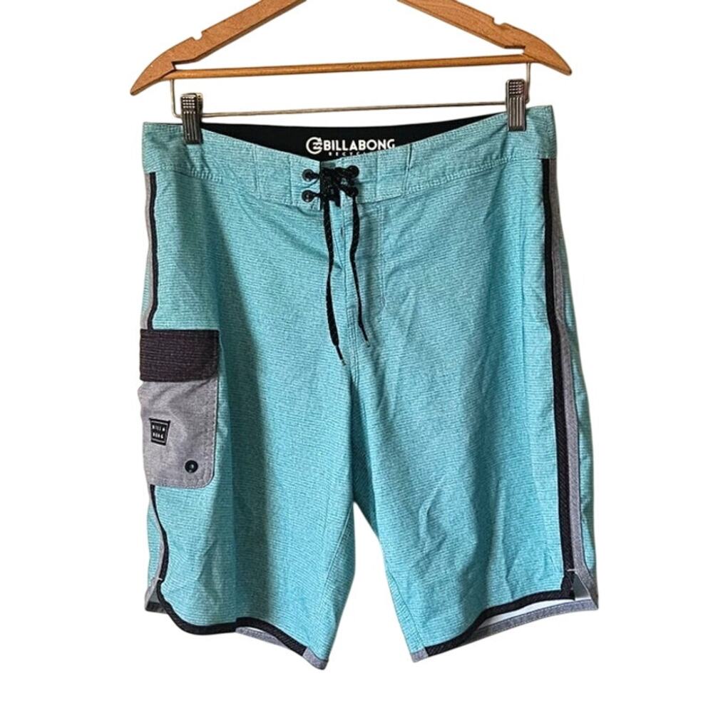 Billabong Recycler 73 Pro Boardshorts Men's Light Teal Blue Surf Beach Size 30